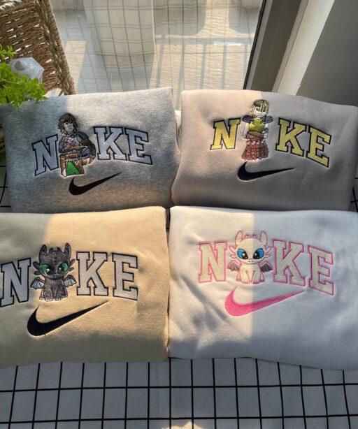 Cheap Toothless Night Fury And Light How To Train Your Dragon Disney Nike Embroidered Sweatshirts, Nike embroidered Sweatshirt Matching